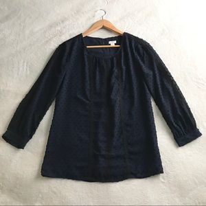 J. Crew Chiffon Dot Blouse Long Sleeves Size 4